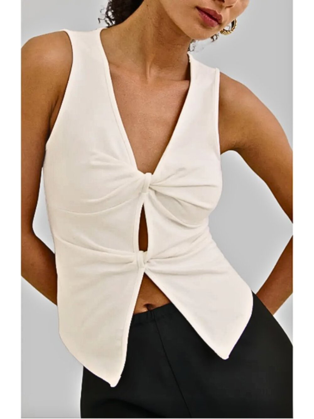 Reformation Cream Twist Front Tank Top